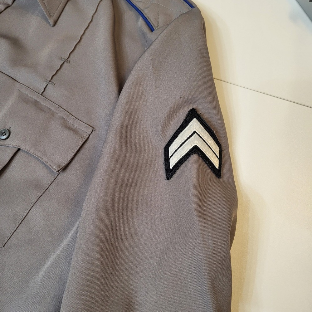 Vintage Conqueror 1776 Gray Uniform Shirt Mens 16.5 x 34 USA Made Patches Gray - Picture 4 of 12